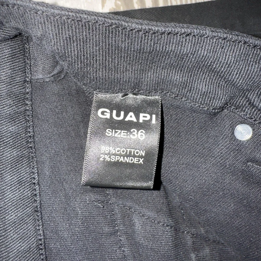 Guapi Jeans Mens 36x32 Black Wide Leg Relaxed Fit Charcoal Denim Stretch Pants